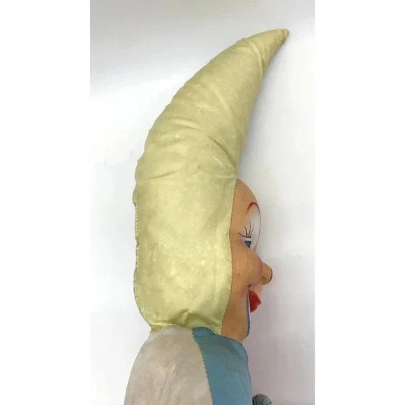 Vintage Hard Faced Clown Jester Large Plush Stuffed Animal 1950’s 1960’s - Picture 11 of 12